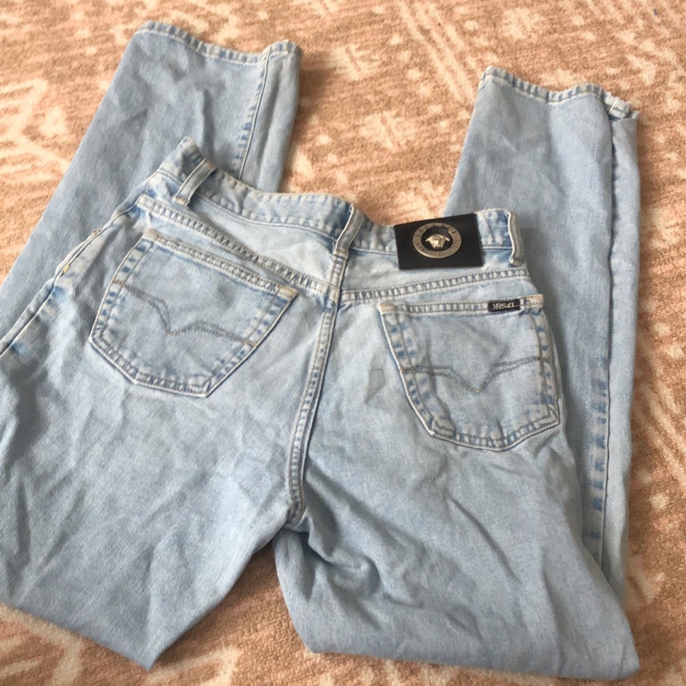 Versace Light Blue Straight Men Jeans